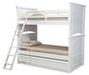 Daphne White Twin Bunk Beds for Girls shown with Optional Twin Storage Trundle