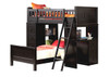 Delta Black Twin Loft Bed with Desk and Storage shown with Optional Twin Size Bottom Bed