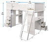 Delta Black Twin Loft Bed with Desk and Storage Dimensions