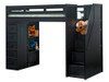 Thurston Black Twin Loft Bed with Stairs and Storage