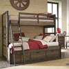 Nathan Road Distressed Brown Twin over Full Bunk Bed shown with Optional Set of 3 Under Bed Storage Drawers Room