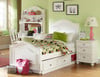 Daphne White Panel Twin Beds for Girls shown with Optional Set of 2 Under Bed Storage Drawers Room