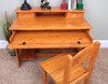 Stoney Creek Honey Student Desk with Hutch Front View Tray Out shown with Optional Desk Chair Room