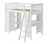 Chelsea White Twin Loft Bed with Desk and Storage Right Side Angled View