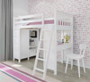 Chelsea White Twin Loft Bed with Desk and Storage Room