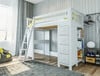 Chelsea White Twin Loft Bed with Desk and Storage Room 2