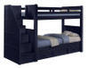 Annapolis Blue Twin Bunk Beds with Stairs shown with Optional Twin Storage Trundle