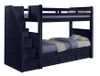 Annapolis Blue Twin Bunk Beds with Stairs shown with Optional Twin Storage Trundle