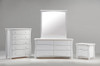 Hollywood White 6 Drawer Dresser with Mirror, 5 Drawer Chest and 2 Drawer Nightstand Group