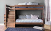 Hemet Mahogany Brown Twin Bunk Bed with Steps Front View Room