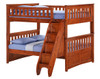 Hollywood White Full over Full Bunk Bed with Steps (Shown in Cherry)