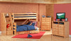 McCormick Road Caramel Twin over Full Bunk Bed with Stairs shown with Optional Storage Drawers Room