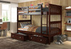 Weatherford Dark Cappuccino Twin over Twin Bunk Beds shown with Optional Set of 2 Storage Drawers Room