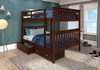 Weatherford Dark Cappuccino Full over Full Bunk Beds shown with Optional Set of 2 Storage Drawers Room