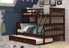 Weatherford Dark Cappuccino Twin over Full Bunk Beds shown with Optional Twin Trundle Room