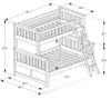 Hollywood White Twin over Full Bunk Bed Dimensions