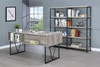 Adam Weathered Gray Writing Desk shown with Adam Weathered Gray Large Bookcase