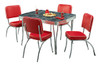 American Pie 50's Retro Kitchen Sets shown with Black Cracked Ice Formica Top and Baron Red Vinyl Chairs (Black Cracked Ice is no longer available)