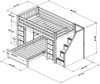 Chelsea White Twin Size Storage Loft Bed with Stairs shown with Optional Bottom Twin Bed Dimensions