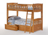 Kirkwood Oak Twin over Twin Bunk Beds shown with Optional Set of 2 Underbed Storage Drawers
