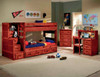 Harley Cocoa Twin over Twin Wooden Bunk Beds with Stairs shown with Optional Set of 2 Underbed Drawers