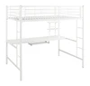 Nova White Metal Loft Bed with Desk