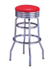 Galileo Retro Swivel Bar Stool shown with American Beauty Vinyl