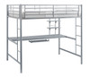 Tempo Silver Metal Loft Bed with Desk