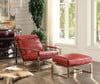 Amir Red Leather Accent Chair shown with Optional Amir Red Leather Ottoman