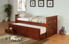 Jake Cherry Twin Size Trundle Bed with Storage Room