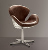 Malcolm Leather and Aluminum Swivel Accent Chair