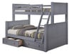 Moreno Grey Twin over Full Bunk Bed with Stairs (Stairs not pictured) shown with Optional Set of 2 Underbed Storage Drawers
