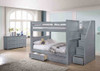 Moreno Grey Full over Full Bunk Beds with Stairs shown with Optional Set of 2 Underbed Storage Drawers Room
