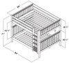 Lily White Queen over Queen Bunk Bed Dimensions