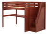 Haylee Chestnut Full Size Loft Bed with Stairs and Desk Right Angled View Room