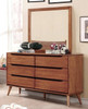 Mame Oak Rectangle Mirror shown with Optional 6 Drawer Dresser Room