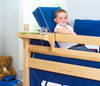 Lingo Natural Bedside Shelf with Cupholder on Bed with Child Lingo Natural Bedside Shelf with Cupholder on Bed with Child