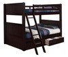 Foster Espresso Full over Full Bunk Beds shown with Optional Set of 2 Underbed Storage Drawers