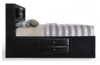 Manville Black Bookcase Bed with Storage Side View