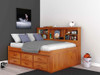 Ravenswood Honey Big Bookcase Full Size Bed with Storage Right Angled View Room