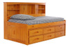 Ravenswood Honey Big Bookcase Twin Bed with Storage Left Angled View