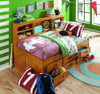 Ravenswood Honey Big Bookcase Twin Bed with Storage Left Angled View Room