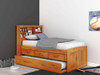 Stoney Creek Honey Bookcase Twin Captains Bed with Trundle Room