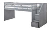 Moreno Stairway Low Loft Bed with Storage-Grey Finish