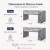 Moreno Stairway Low Loft Bed with Storage dimensions and mattress guide