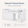 Moreno Stairway Low Loft Bed with Storage shown with Optional 6 Drawer Dresser White