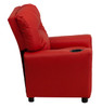 Vinyl Kids Recliner with Cup Holder Side View Red