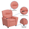 Vinyl Kids Recliner with Cup Holder Pink