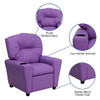 Vinyl Kids Recliner with Cup Holder Lavender