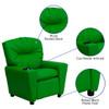 Vinyl Kids Recliner with Cup Holder Green
